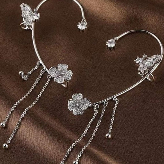 Zircon Flower Butterfly Ear Clip