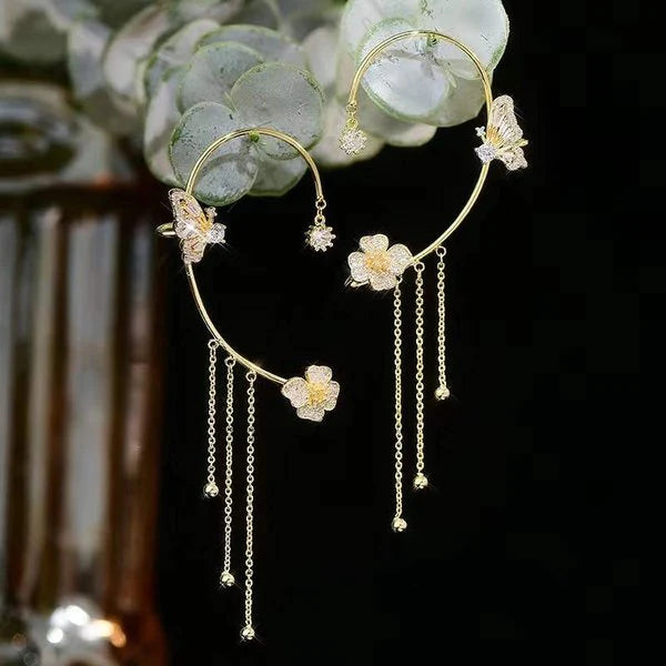 Zircon Flower Butterfly Ear Clip