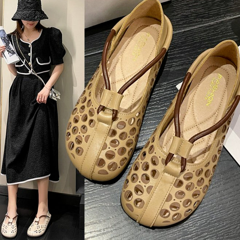 Hollow Out Soft Sole Leather Sandals