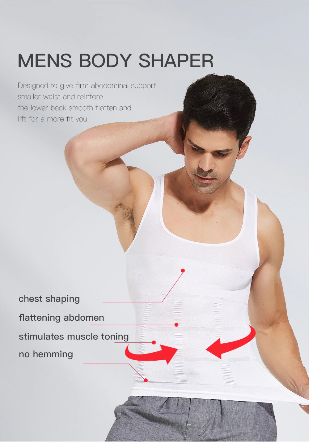 Men's Slimming Body Shaper Vest【White Color】