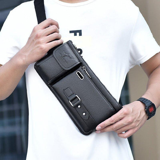 ăClearance Sale!ăMen's Leather Sling Bag Chest Shoulder Bag