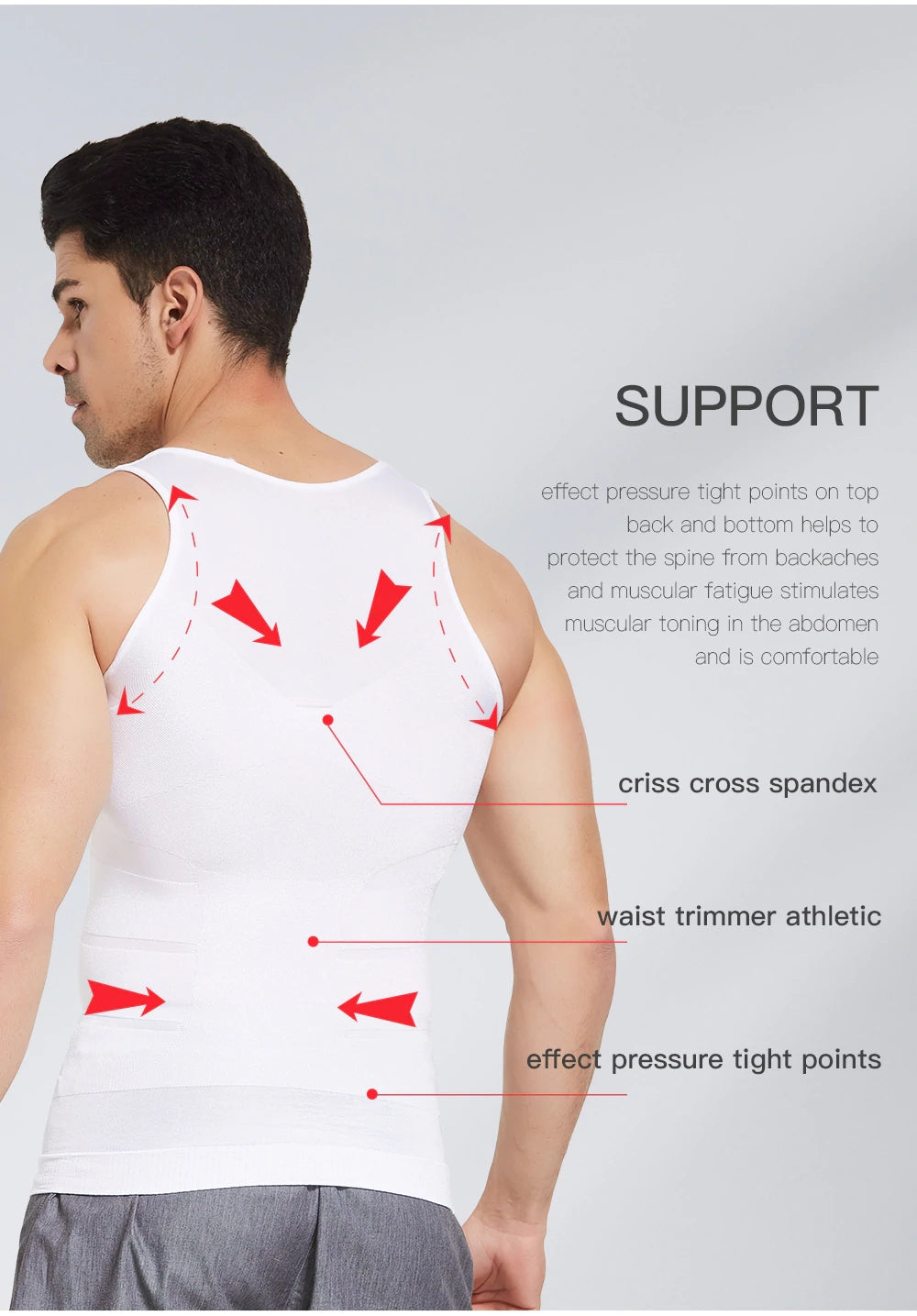 Men's Slimming Body Shaper Vest【White Color】