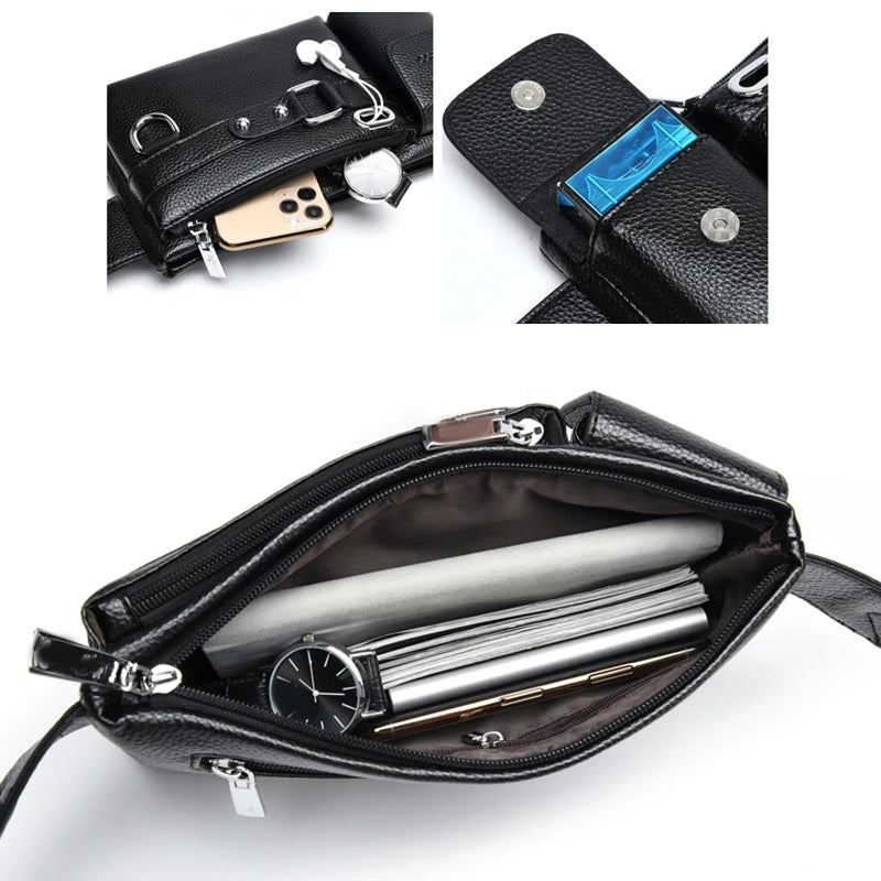 Men's Leather Sling Bag Chest Shoulder Bag